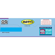 Mott's fruit snack box back panel with Scan app text and barcode section