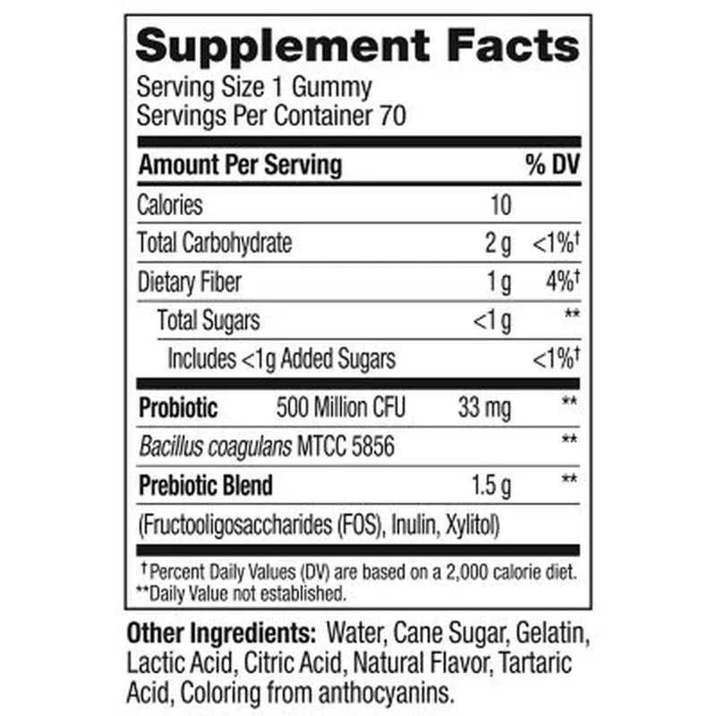 OLLY Adult Probiotic + Prebiotic Digestive Support Gummy, Peach (70 Ct.)