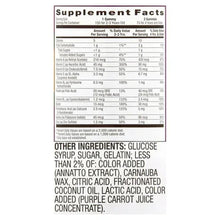 Supplement facts panel for multivitamin immune gummies
