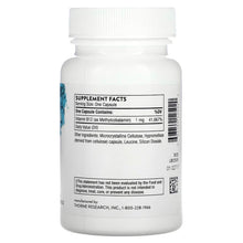 Thorne Vitamin B12 bottle back label with supplement facts and barcode, white cap