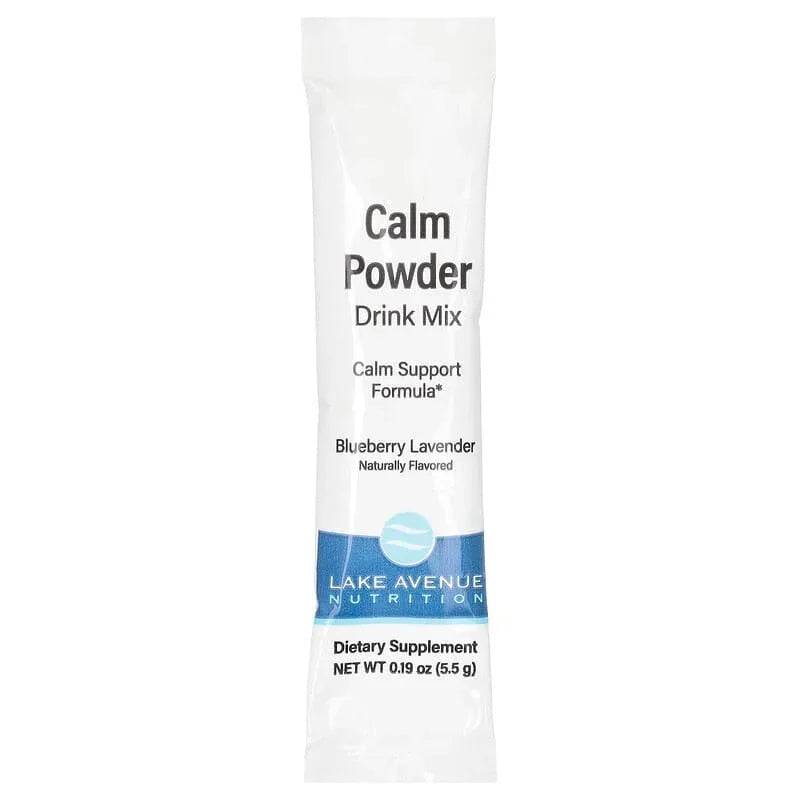 Lake Avenue Nutrition, Calm Powder Drink Mix with Potassium and AminoCalm Blend, L-Tryptophan and L-Theanine, Blueberry Lavender, 20 Packets, 0.19 oz (5.5 g) Each - USA MEGA SHOP