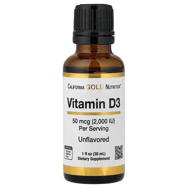 California Gold Nutrition, Vitamin D3, 50 mcg (2,000 IU), 1 fl oz (30 ml)