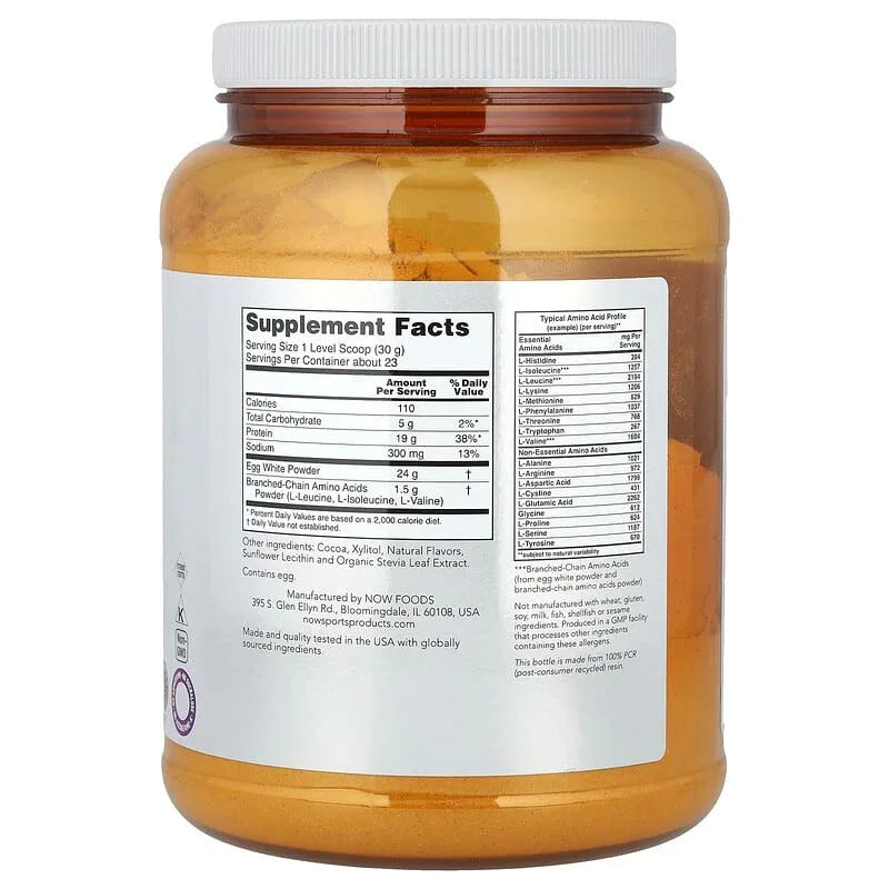 NOW Foods, Sports, Egg White Protein With BCAAs
