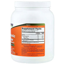 Prebiotic fiber supplement bottle back label with Supplement Facts panel