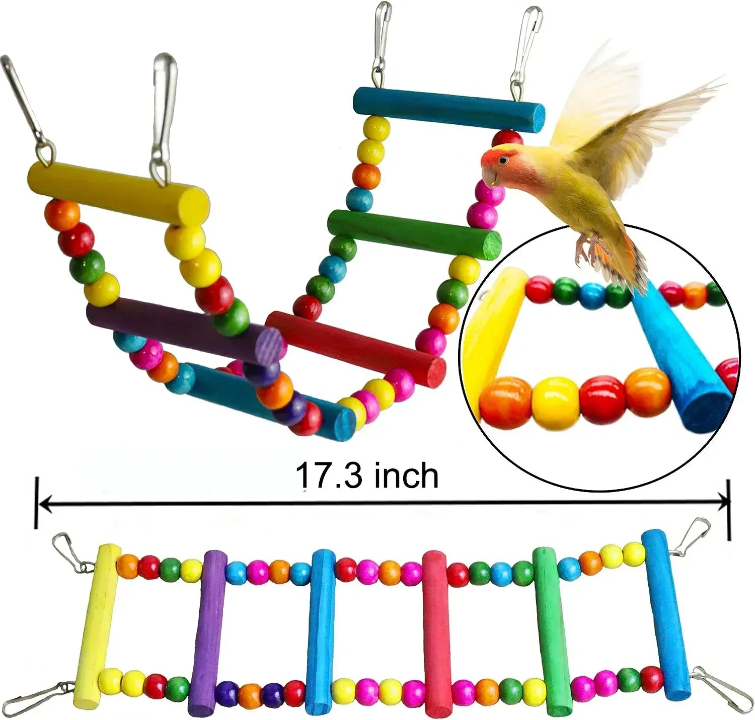 6 PCS Bird Toys Parakeet Toys,Dinosam Colorful Parrot Toy for Small Parakeets Cockatiels Conures Finches Swing Chewing Hanging Bell Cage Hammock Toy