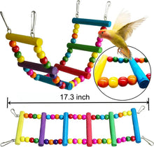 Colorful bird swing toy with multicolor bead tracks and hanging perch bars