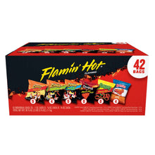Flamin' Hot variety pack box, 42 bags, front with flavor packs