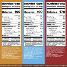Protein bar nutrition facts label with serving size and calories
