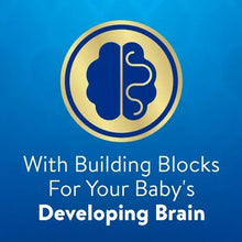 Infant formula graphic with building blocks icon and developing brain text