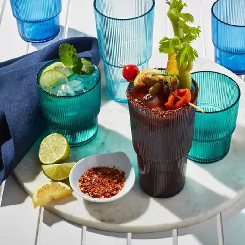Member'S Mark Shatterproof 12-Piece Drinkware Set Ribbed (Assorted Colors)