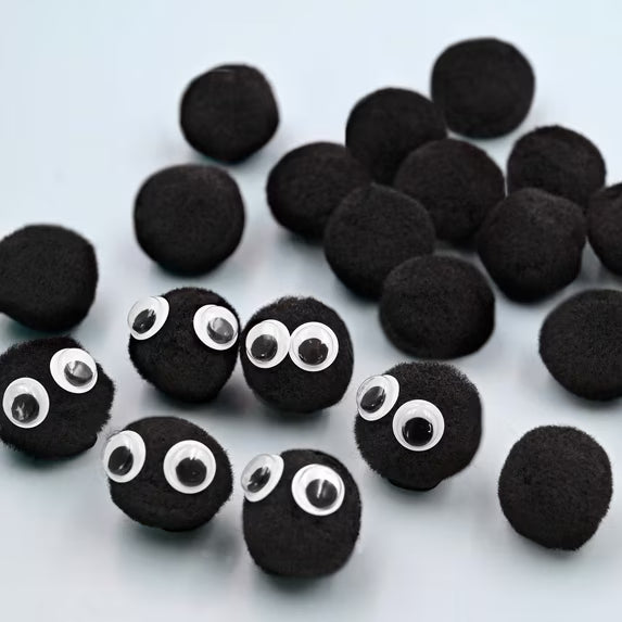 Hello Hobby Black Craft Pom Poms, 80 Piece