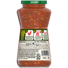Mild chunky salsa jar back label with serving info and barcode