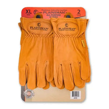 Brown cabretta leather work gloves, stitched fingers and cuffs; 2 pairs set