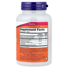 NOW Foods buffered C-1000 complex tablets bottle, purple cap, Supplement Facts panel