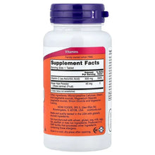 NOW Foods C-500 supplement facts on vitamin bottle, rose hips, 1-tablet servings info