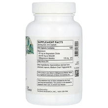 Thorne Magnesium CitraMate supplement bottle, back label and Supplement Facts panel