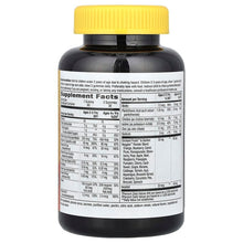 Kids multivitamin gummy bottle back label with Supplement Facts table