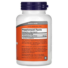 NOW Foods L-Phenylalanine bottle label with Supplement Facts and serving size details