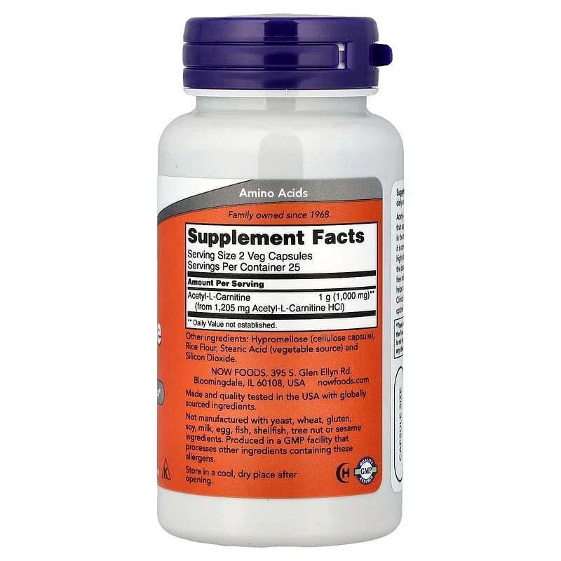 NOW Foods, Acetyl-L Carnitine, 500 mg & 750 mg - USA MEGA SHOP