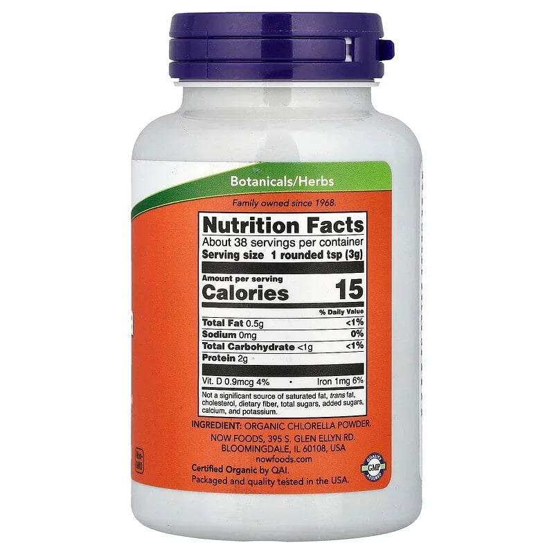 NOW Foods, Certified Organic Chlorella, Pure Powder