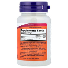 Vitamin E supplement bottle back label with Supplement Facts panel and ingredient details