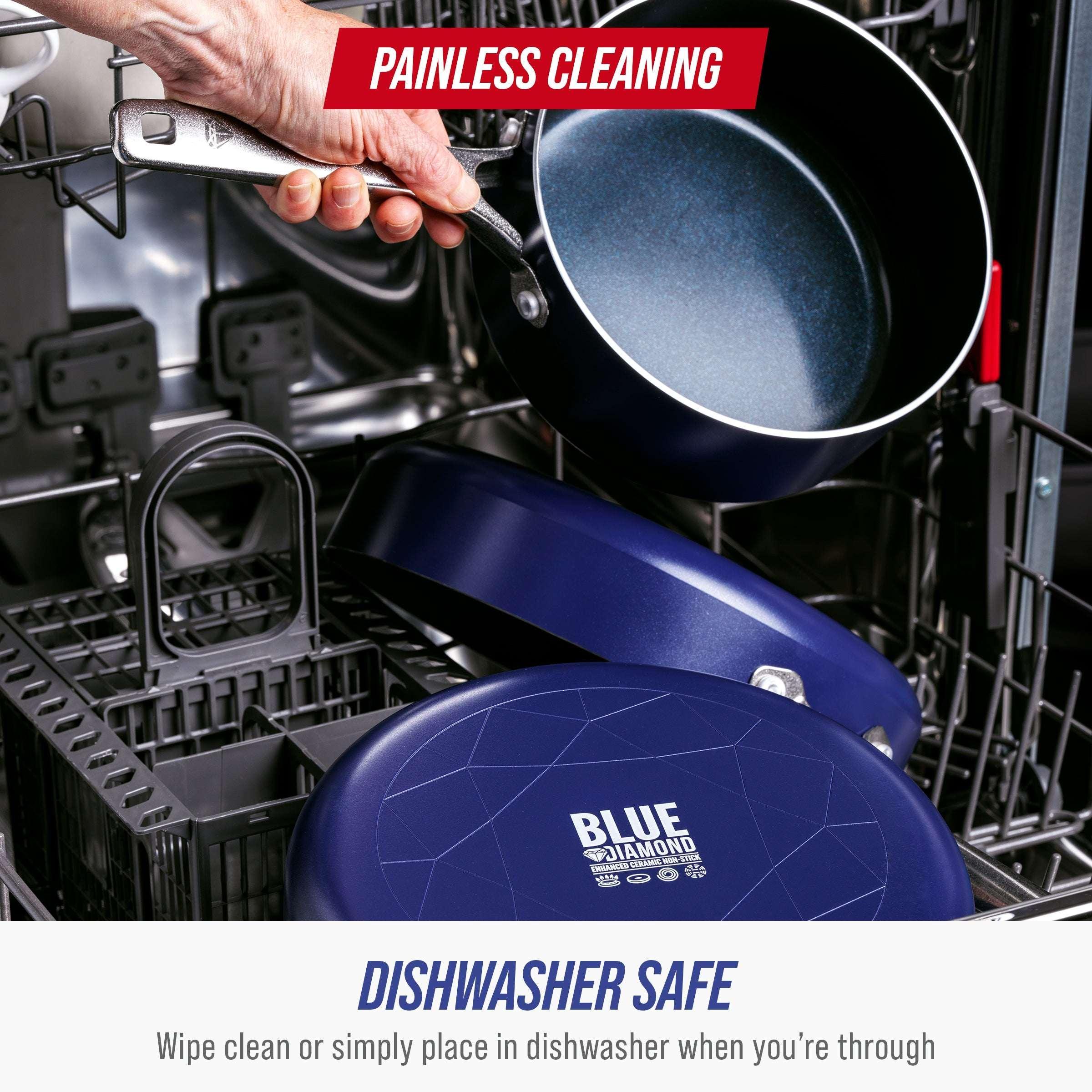 Blue Diamond 12-Piece Ceramic Nonstick Cookware Set – Toxin-Free, Dishwasher Safe, Oven Safe, Nonstick