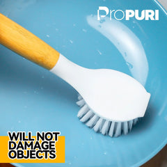 propuri Dish Brush Set with Bamboo Handle, Kitchen Scrub Brush,3 Pack Yellow White Black - USA MEGA SHOP