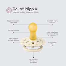 BIBS Boheme pacifier with a round natural rubber nipple and vented shield