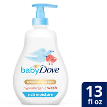 Baby Dove hypoallergenic wash bottle, 13 fl oz, blue pump and rich moisture label