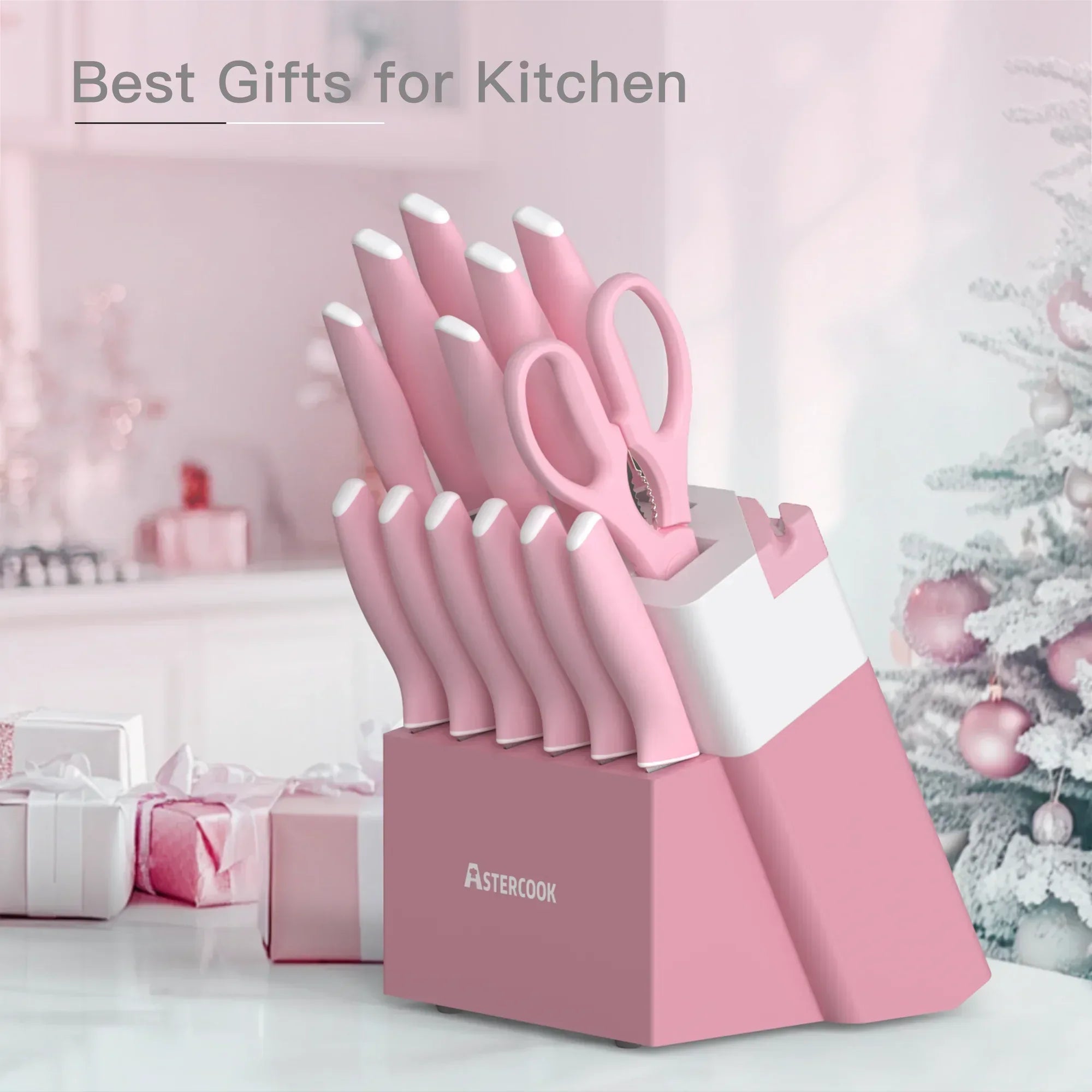 Astercook Knife Set, 14 Pieces Kitchen Knives Set with Healthy Anti-Rust Coating, Stainless Steel Knife Sets with Built-in Sharpener, Sharp & Rust Resistant Dishwasher Safe - USA MEGA SHOP