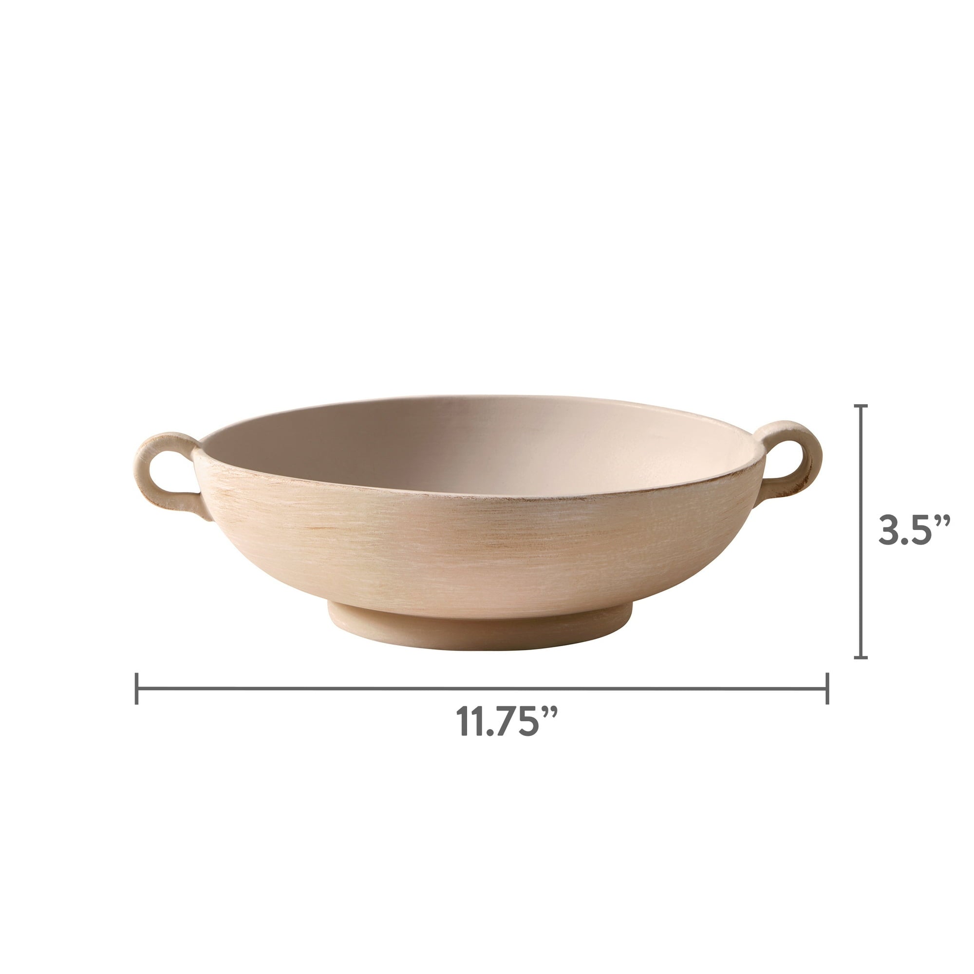 Better Homes & Gardens 9.75" Ceramic Low Stone Distressed Bowl, Taupe