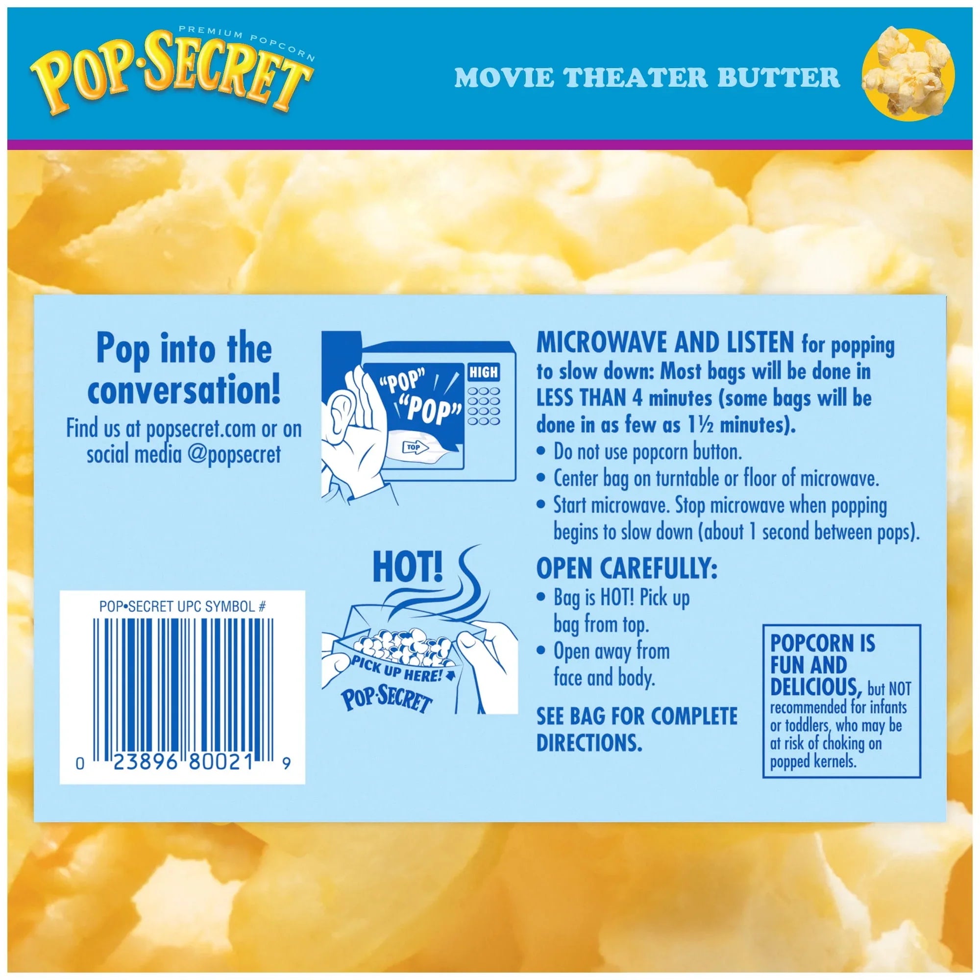 Pop Secret Microwave Popcorn, Movie Theater Butter Flavor, 1.75 oz Mini Bags, 12 Ct