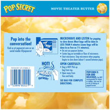 Pop Secret microwave popcorn bag instructions panel with HOT and open directions diagrams