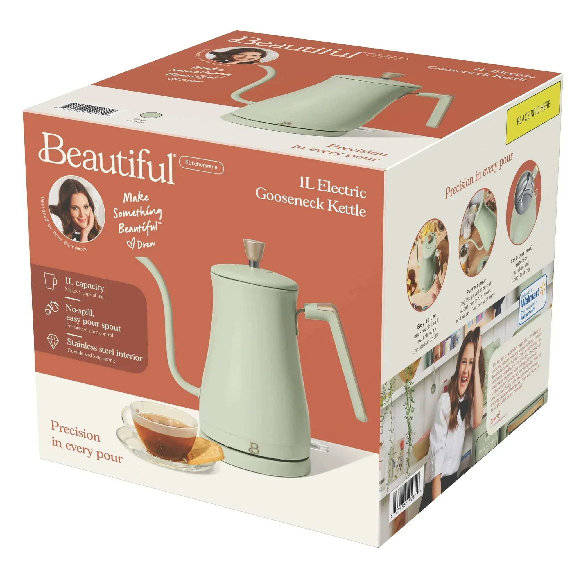 Beautiful 1-Liter Electric Gooseneck Kettle 1200 W, by Drew Barrymore