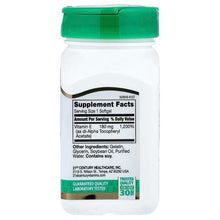 Vitamin E supplement bottle back with Supplement Facts panel
