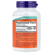 Magnesium citrate tablets bottle back label with Supplement Facts panel