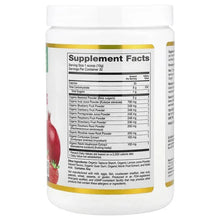 Organic red superfoods supplement bottle with Supplement Facts label on back