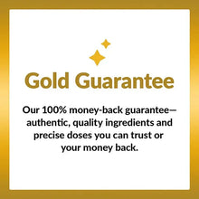 Gold Guarantee badge for supplement, white box with gold header and text