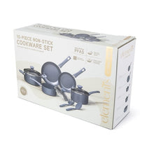 10-piece non-stick ceramic cookware set box in blue and white