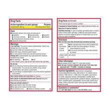 Tylenol Rapid Release gels drug facts label with uses, warnings, directions, and questions