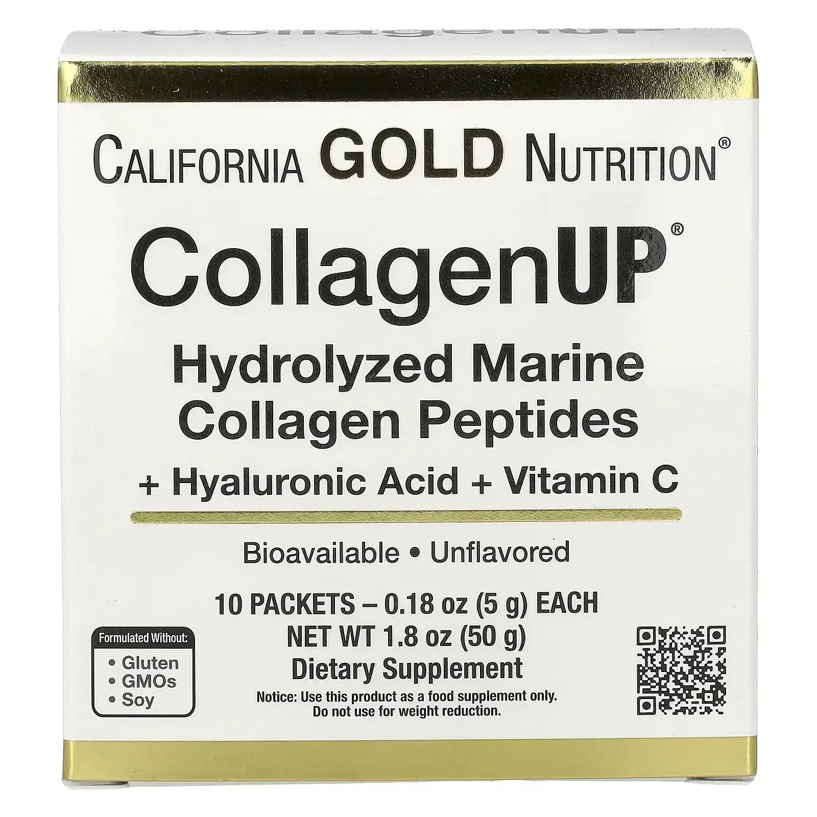 California Gold Nutrition CollagenUP®, Hydrolyzed Marine Collagen Peptides with Hyaluronic Acid and Vitamin C, Unflavored, 7.26 oz (206 g)