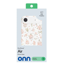 Onn pink floral phone case packaging for iPhone Air with 10-foot drop protection