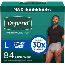 Men's incontinence underwear box for L, light gray briefs and 30x absorption badge