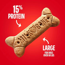 Large bone-shaped dog biscuit with a 15% protein graphic