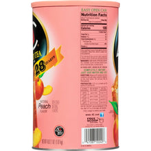 Peach iced tea mix can back panel with nutrition facts and ingredient text