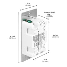 White in-wall add-on toggle switch dimensions, mounting depth and housing size