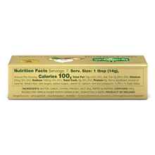 Kerrygold garlic & herb butter stick back panel with Nutrition Facts and ingredients