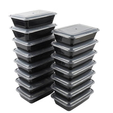 Meal prep food storage containers set with dark bases and clear snap lids