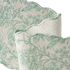 The Pioneer Woman Agatha Quilted Fabric Table Runner, Green & White, 14" x 90"