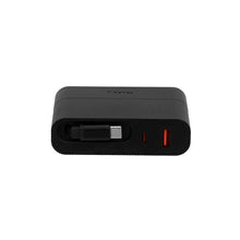 Black dual-port wall charger with USB-C and USB-A ports
